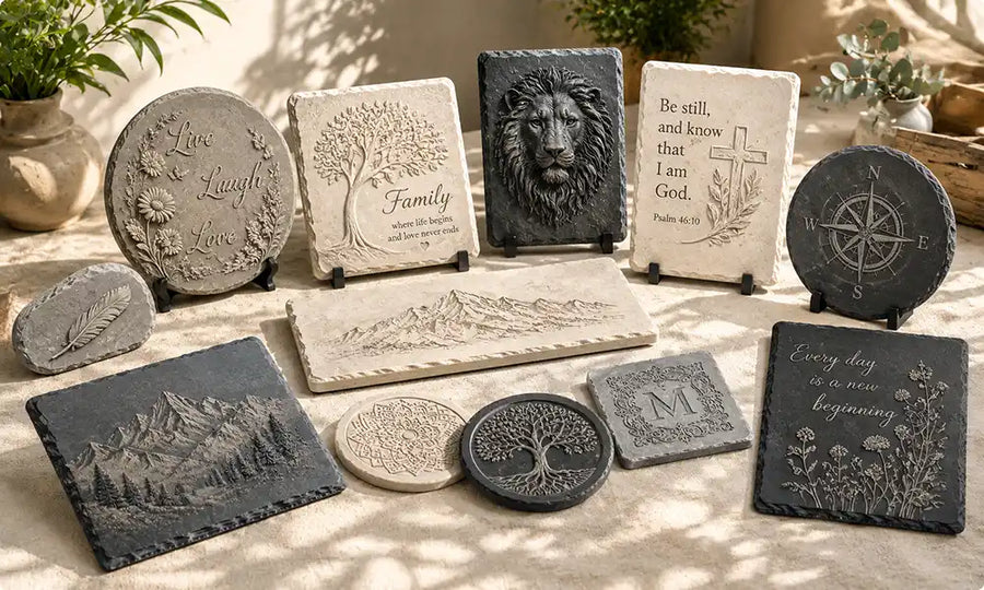 Laser Engraved Slate Coasters for Holiday Gifts