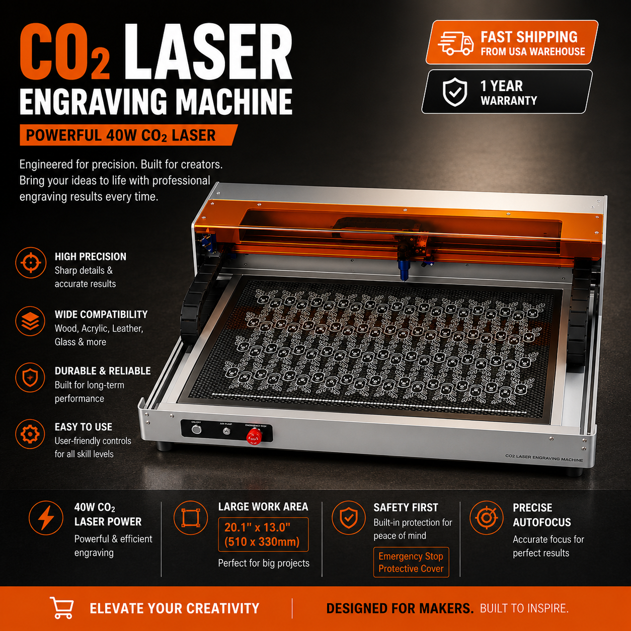 Carverall C1 CO2 laser engraver angled product view