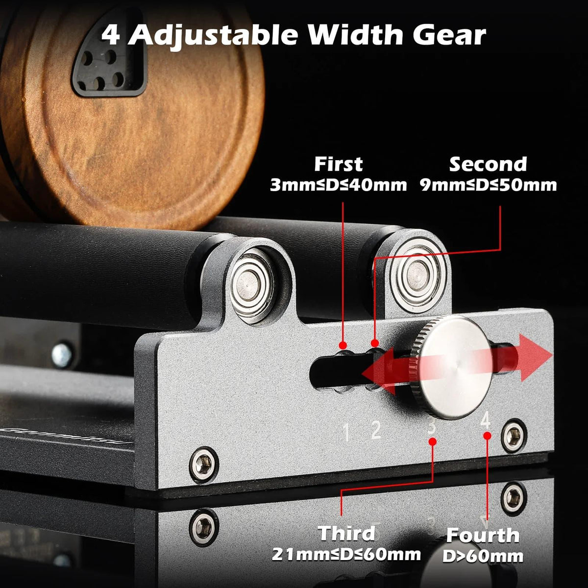 Laser engraving rotary roller for bottles and cups
