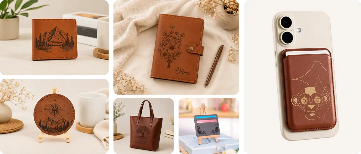 Laser engraving example on leather