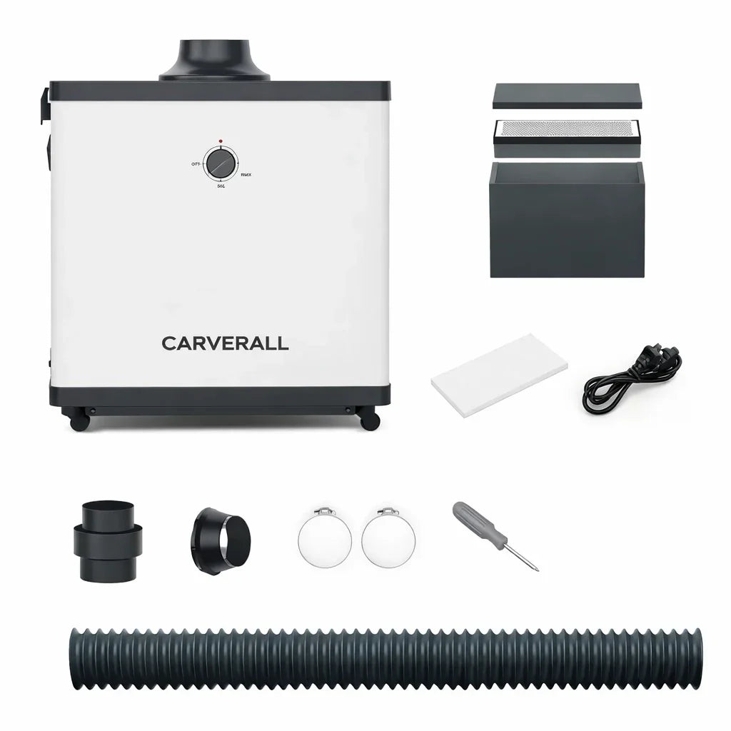 Carverall MD40 air purifier for laser engraver side view