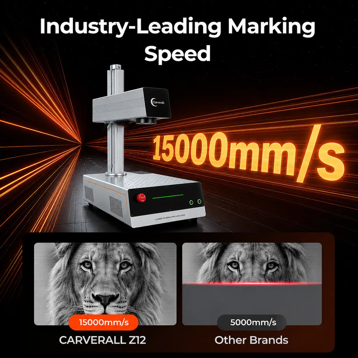 Carverall Z12 fiber laser engraver speed marking example